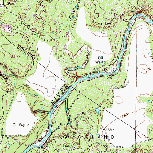 Topographic Map of Cow Creek, TX