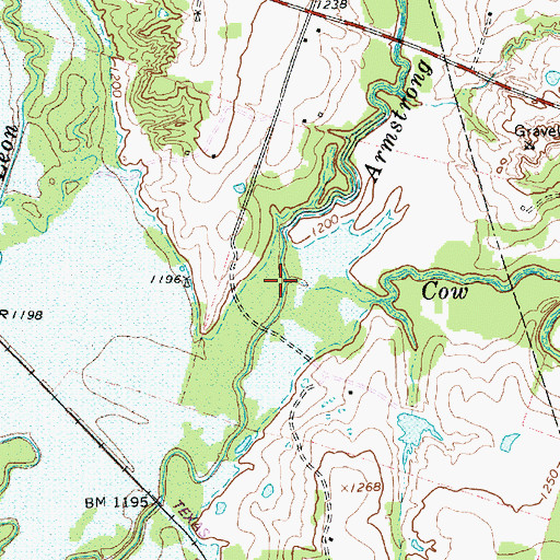 Topographic Map of Cow Creek, TX