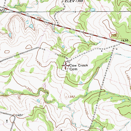 Topographic Map of Cow Creek Cemetery, TX