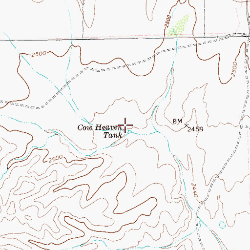 Topographic Map of Cow Heaven Tank, TX