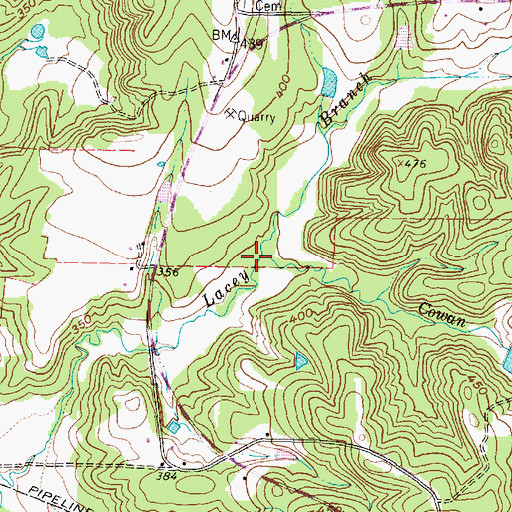 Topographic Map of Cowan Branch, TX