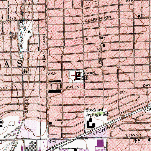 Topographic Map of Cowart School, TX