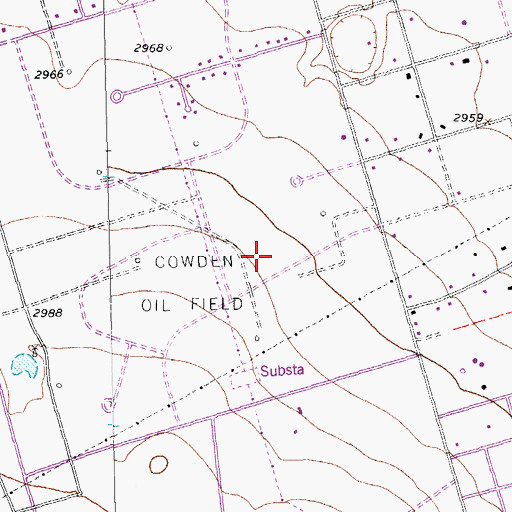 Topographic Map of Cowden Oil Field, TX