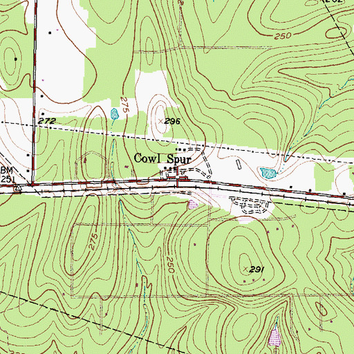 Topographic Map of Cowl Spur, TX
