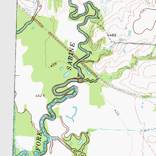 Topographic Map of Cowmiech Creek, TX