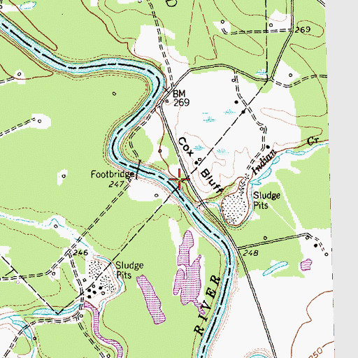 Topographic Map of Cox Bluff, TX