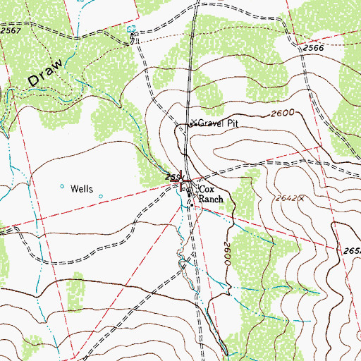 Topographic Map of Cox Ranch, TX