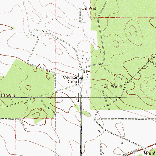 Topographic Map of Coyote Cemetery, TX