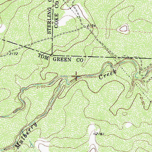 Topographic Map of Coyote Creek, TX