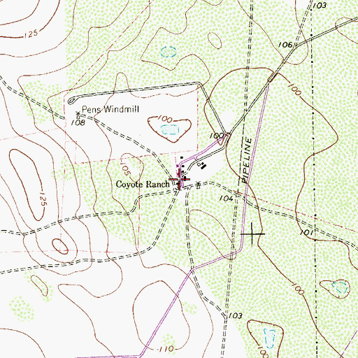 Topographic Map of Coyote Ranch, TX