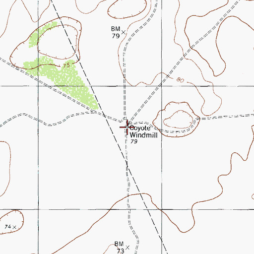 Topographic Map of Coyote Windmill, TX
