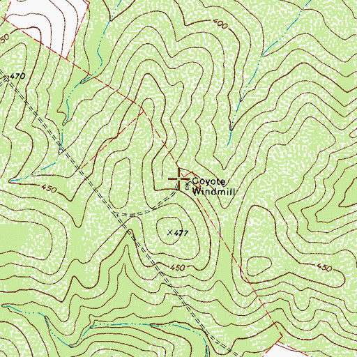 Topographic Map of Coyote Windmill, TX