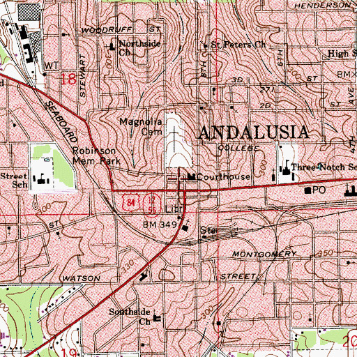 Topographic Map of Andalusia, AL