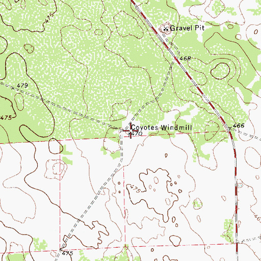 Topographic Map of Coyotes Windmill, TX