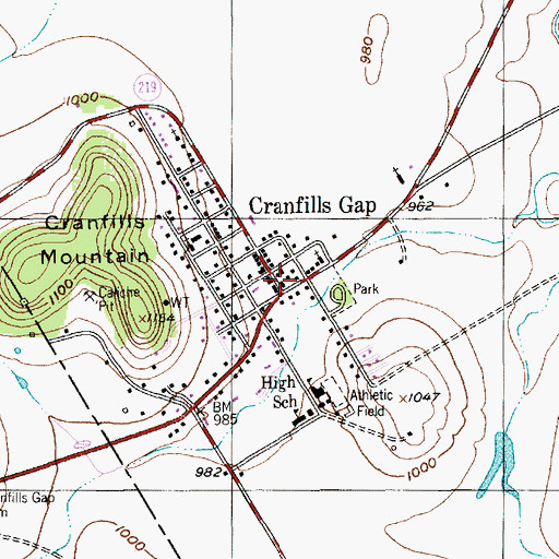 Topographic Map of Cranfills Gap, TX