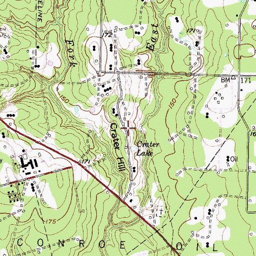 Topographic Map of Crater Hill, TX