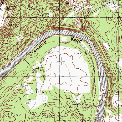 Topographic Map of Crawford Bend, TX