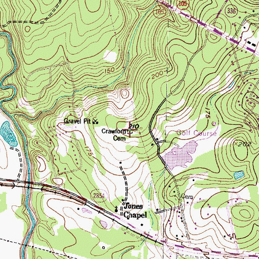 Topographic Map of Crawford Cemetery, TX