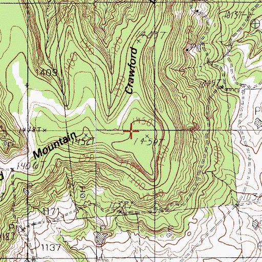 Topographic Map of Crawford Mountain, TX