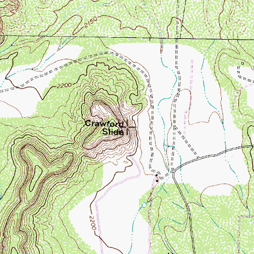 Topographic Map of Crawford Slide, TX