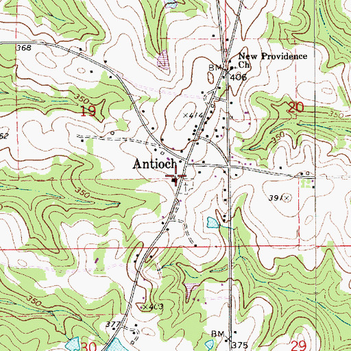 Topographic Map of Antioch Church, AL