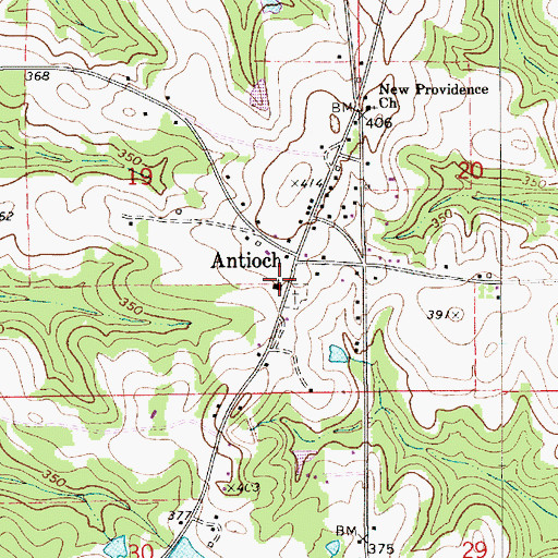 Topographic Map of Antioch Church, AL