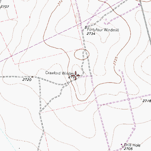 Topographic Map of Crawford Windmill, TX