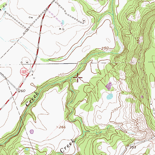 Topographic Map of Creamer Creek, TX