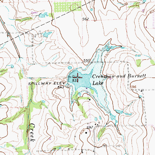Topographic Map of Crenshaw and Burnett Lake, TX