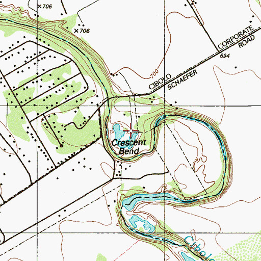Topographic Map of Crescent Bend, TX