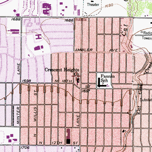 Topographic Map of Crescent Heights Church, TX