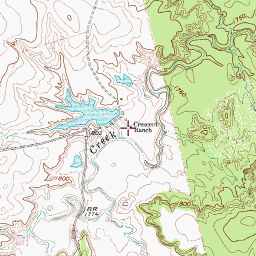 Topographic Map of Crescent Ranch, TX