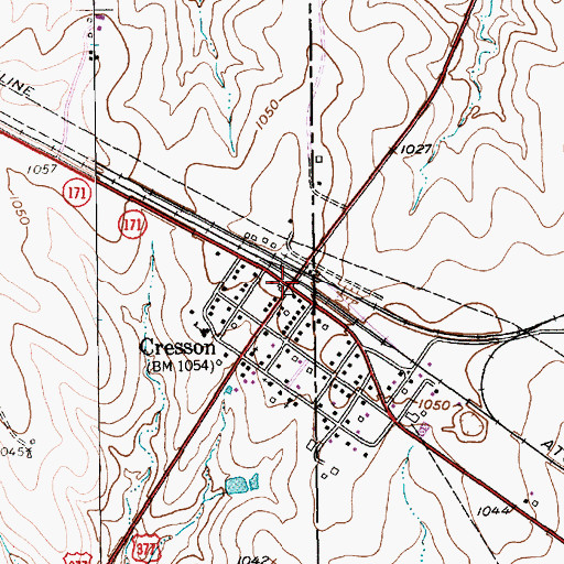 Topographic Map of Cresson, TX