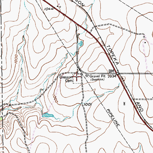 Topographic Map of Cresson Cemetery, TX