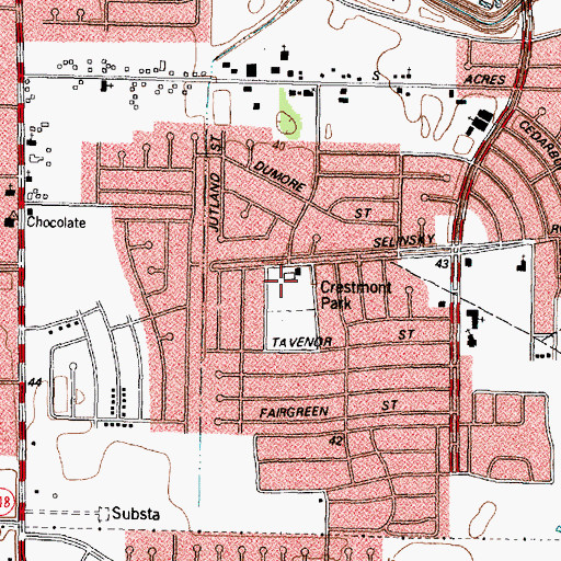 Topographic Map of Crestmont Park, TX
