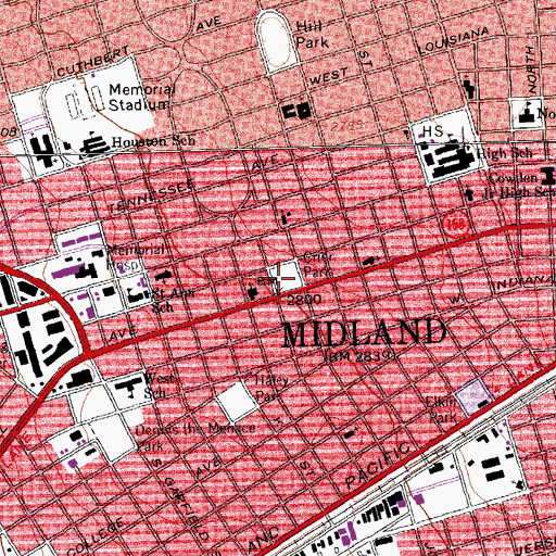 Topographic Map of Crier Park, TX