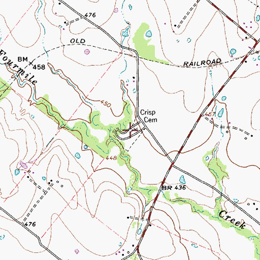 Topographic Map of Crisp Cemetery, TX