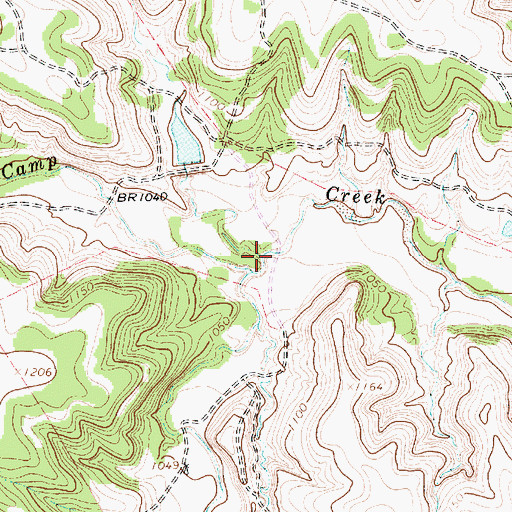 Topographic Map of Crockett Creek, TX