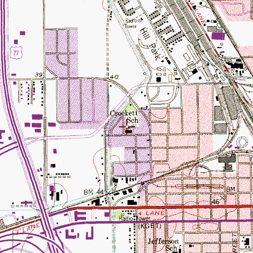 Topographic Map of Crockett School, TX