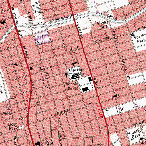 Topographic Map of Crockett School, TX