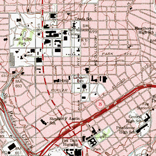 Topographic Map of Crockett Square, TX