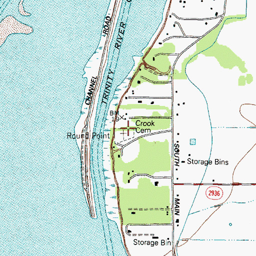 Topographic Map of Crook Cemetery, TX