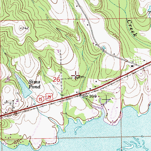 Topographic Map of Bozeman Cemetery, AL