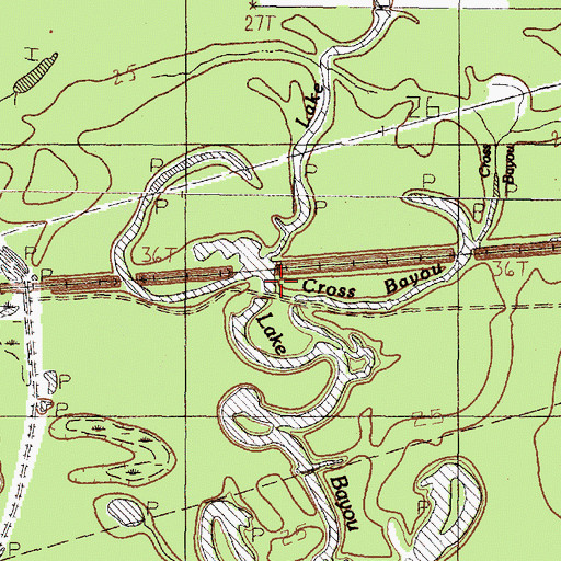 Topographic Map of Cross Bayou, TX