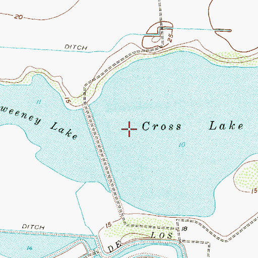 Topographic Map of Cross Lake, TX