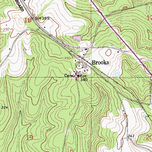 Topographic Map of Brooks Cemetery, AL