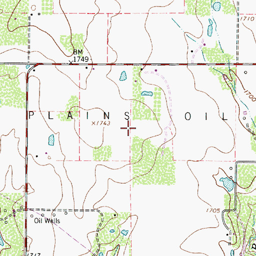Topographic Map of Cross Plains Oil Field, TX