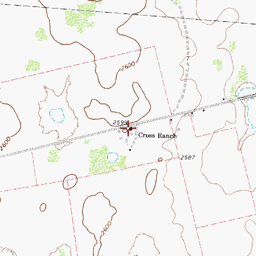 Topographic Map of Cross Ranch, TX