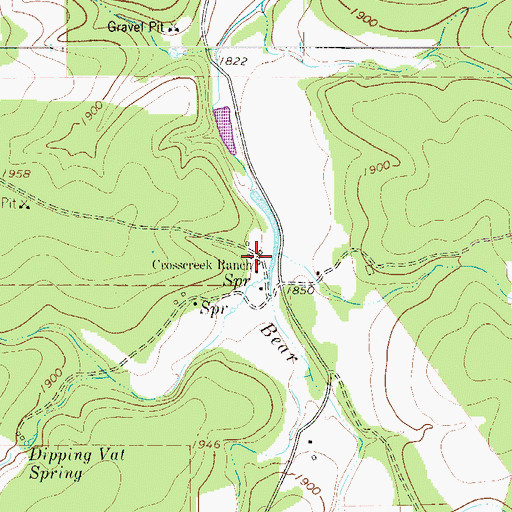 Topographic Map of Crosscreek Ranch, TX