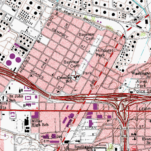 Topographic Map of Crossley School, TX